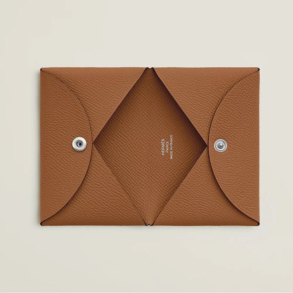 Authentic Hermès Calvi Card Holder Epsom Leather in Gold (New)